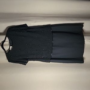 Talbots Dress Beaded Sequined Top Plain Skirt Black Short Sleeve Vintage